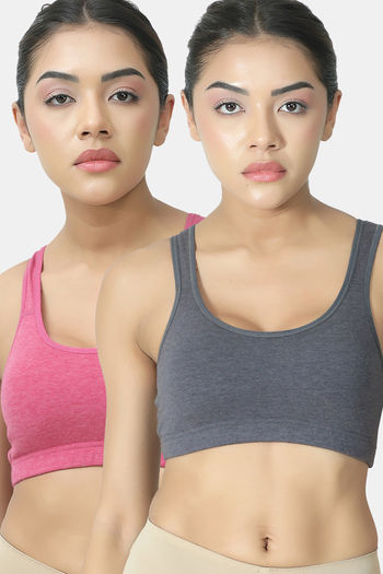 Buy Lady Lyka Soft Strechable Sports Bra (Pack of 2) - Multicolor